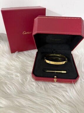 ✨ Cartier 4-Diamond Rose Gold Bracelet • Size 18 ✨